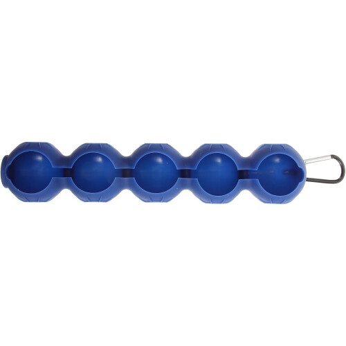 Set di 5 custodie elastiche in silicone blu per palline da golf.
