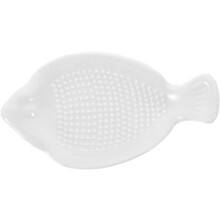 Keramik-Ingwerreibe in Fischform, kleine multifunktionale Knoblauchreibe mit Platte für den Haushalt