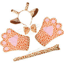 Giraffenkopfschmuck für Erwachsene, Tierohren-Stirnband, Kostümhandschuhe und Fliege