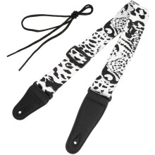 Gitarrengurt mit Aufdruck, strapazierfähig, hautfreundlich, aus Polyesterleder, stilvoll, schwarz-weiß