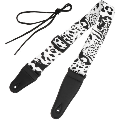 Gitarrrem Tryckt Gitarrrem Slitstark Hudvänlig Polyester Läder Snygg Svart Vit