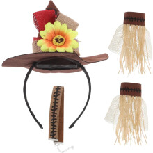 1 Set für Erwachsene: Karnevals-Cosplay-Vogelscheuchenhut, Stirnband, Armbänder und Halskette