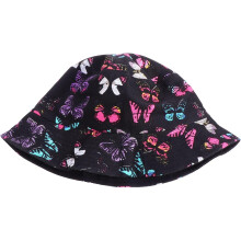 Visier-Bucket-Hat mit Schmetterlingsmuster, wendbarer Fischerhut für Damen, schwarz