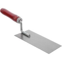 Handkelle aus Edelstahl mit Holzgriff für Mauerwerksarbeiten wie Verputzen und Verfugen