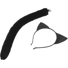 Halloween-Kostüm-Set: Plüschkatzenohren, Stirnband, Schwanz, Tier-Cosplay-Set für Erwachsene