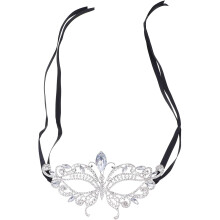 Party-Gesichtsmaske aus Legierung mit Strasssteinen, silberfarben, glänzendes Haarband, Kopfschmuck