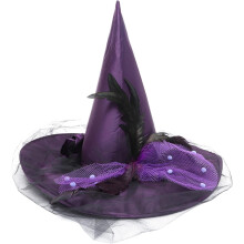 Chapéu bruxa decoração para Halloween festa tecido artesanato chapéu para mulheres bruxa traje cosplay acessórios decoração da casa roxo