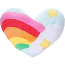 Herzförmiges Regenbogen-Dekokissen, Plüschkissen mit PP-Baumwollfüllung, weiche Rückenstütze