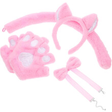 Katzenkostüm-Accessoires: Katzenohren, Haarreif, Handschuhe, Schwanz und Fliege
