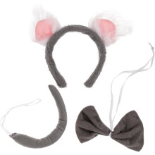 Koala Headdress Animal Costume Props Cute Bowtie Headband Tail for Halloween Party Performance Dress-up
