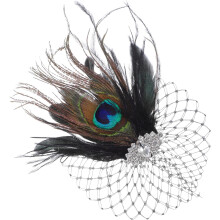 Gefiederter Fascinator-Haarclip im Vintage-Stil, elegante Haaraccessoires aus Netzstoff