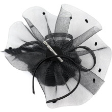 Plume Ball Hat Floral Mesh Design for Wedding Evening Party Elegant Bridal Headband Lightweight Black