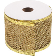 Cinta de malla dorada con purpurina de 6 cm x 9 m para envolver regalos y decoraciones de fiestas, cinta decorativa para manualidades.