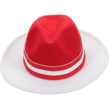 Chapeau Fedora de Noël à larges bords rouge et blanc pour femmes et hommes, style anglais classique et élégant.