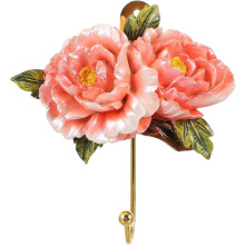Kleiderhaken im europäischen Stil, aus Kunstharz gefertigt, blumenförmiges Relief, elegante Wandmontage, dekoratives Design