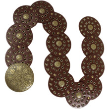 Vintage brauner Western-Scheibengürtel für Damen, Cowgirl-Concho-Gürtel mit hohler Metallschnalle