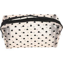 Love Storage Bag Mesh Makeup Organizer Travel Toiletry Bag Portable Zipper Cosmetic Pouch for Bathroom Essentials