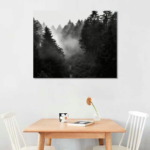 Arte abstrata em tela em preto e branco, 50x40cm (20x16 polegadas) 1