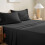 Ensemble de draps de lit 4 pièces en microfibre noire 1