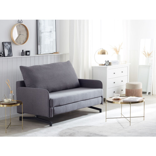 Beliani Sofa Bed 2 Seater BELFAST Fabric Grey 1