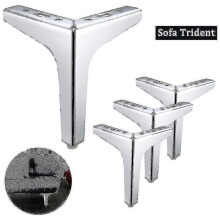 1/4 Stück 10/15/17 cm moderne dreieckige Möbelfüße aus Metall mit Schrauben und Gummifüßen, 17 cm, silberfarben, 1 Stück