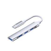 Type-C 4-ports Smart Hub: USB 2.0 x 3 + USB 3.0 for forbedret tilslutning Silver