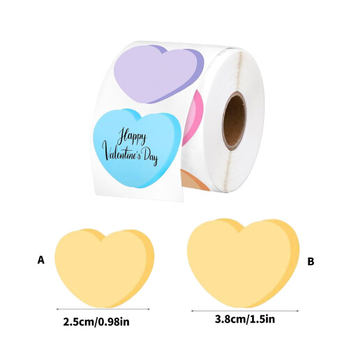 2500Pieces Assorted Color Heart Shape Sticker Gift-2.5cm 2