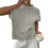 Women's Solid Color Printed Knitted Short-Sleeve Top-Silver S 1