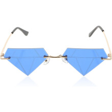 Lunettes de soleil de soirée sans monture pour adultes, style disco, forme diamant irrégulière et originale, monture dorée, verres dorés