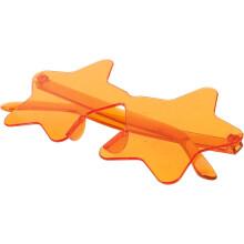 Randlose, sternförmige Sonnenbrille mit orangefarbenem Pentagramm – Partybrille für Erwachsene, Jugendliche und Festival-Foto-Requisiten