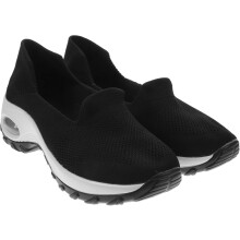 Zapatillas casuales antideslizantes, ligeras, de malla transpirable, cómodas y de uso diario para mujer, color negro.