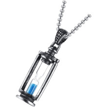Men Sandglass Necklace Vintage Hourglass Jewelry Titanium Steel Pendant Sturdy Retro Style Classic Design Men Pendant Necklace