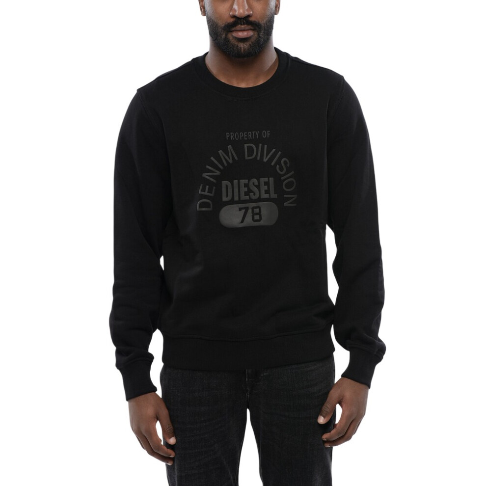 Diesel (L, ) Unisex Adult Division Logo Denim Sweatshirt Black
