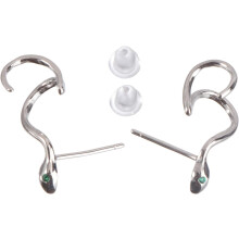 Sterling Silver Snake Shape Drop Earrings for Women, White Gold Plated Ear Cuff Studs