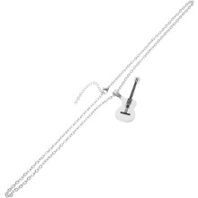 Halskette mit Anhänger in E-Gitarrenform, schicker Herren-Anhänger in Gitarrenform, Stahlfarbe, 2,4 mm Kette, 49 cm, Hip-Hop-Schmuck