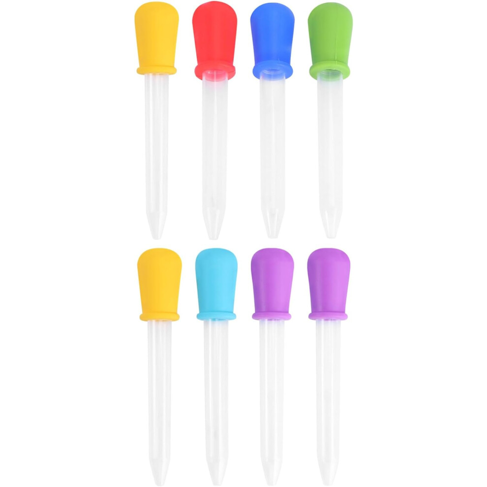 Hkhbjs 8Pcs Droppers Silicone Pipette Dropper Plastic Safe Reliable Quality Assorted Colors