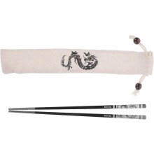 Metall-Essstäbchen aus Edelstahl, 26,7 cm (10,5 Zoll), dekoratives Drachenmotiv, rutschfester und komfortabler Griff