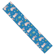 Chemin de table rose lapin bleu en imitation lin 35 x 180 cm