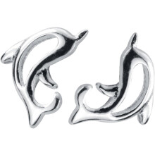 Delfin-Ohrstecker für Damen, 925er Sterlingsilber, klein, minimalistisch, Strand- und Sommerschmuck