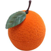 Ringbox in orangefarbener Form, kompaktes Design, leichtes, beflocktes Kunststoffmaterial, kleine Schmuckaufbewahrungsbox