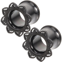 Ohrdehnungs-Tunnel aus Edelstahl für Damen und Herren, schwarz, unregelmäßiges Muster, 8 mm