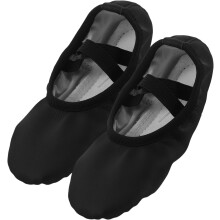 Balletflats van PU-leer met zachte zool, zonder veters, voor dames, zwart, geschikt voor ballet, yoga en gymnastiek, maat 25