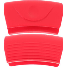 1 paire de protège-poignées de casserole en silicone antidérapants et résistants à la chaleur, rouges.