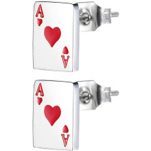 Poker-Design Ohrstecker für Mädchen aus Titanstahl, schickes rotes Poker-Design, angenehm zu tragen, Party-Accessoires