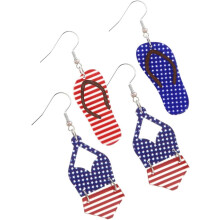 2 Paar Sternenstreifen-Ohrringe, zarte Hängeohrringe, patriotische Ohrringe für Damen, Unabhängigkeitstag im Juli, Festival