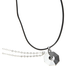 Magnetische Partnerkette, 1 Paar passende Halsketten für Paare, schwarz-silbernes Yin-Yang-Anhänger-Halsschmuckset