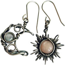 Sonne-Mond-Ohrringe, Retro-Mond-Ohrringe, elegante Legierung, hautfreundlich
