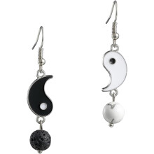Schwarze und weiße Taiji Yin Yang Ohrhänger für Damen, leichter, langer Ohrschmuck