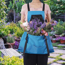 Tablier de jardinage en toile bleue avec poche à dégagement rapide