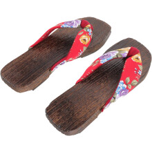 Japanische Holzclogs, Damen-Sommersandalen aus floralem Stoff, leicht und modisch, für drinnen und draußen, Größe 38